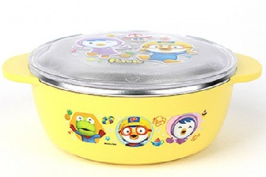 Bát ăn trẻ em inox có nắp đậy Pororo Hàn Quốc